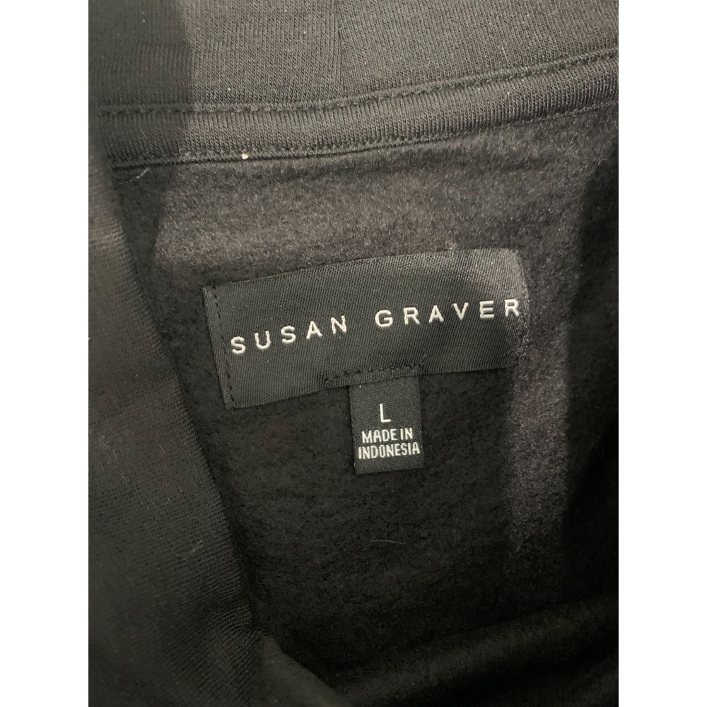 (H-240) Susan Graver Women Top Size L Black Cowl Neck Tunic Pockets QVC - Picture 7 of 9